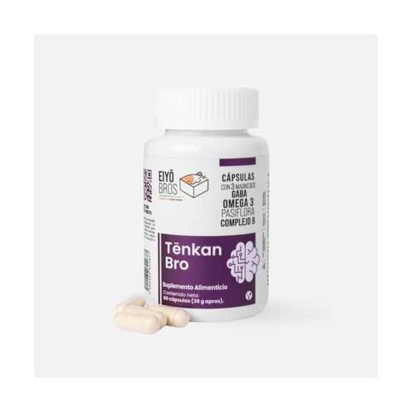 Eiyo Bros Tenkan NeuroBienestar 60 capsulas veganas con GABA, 3