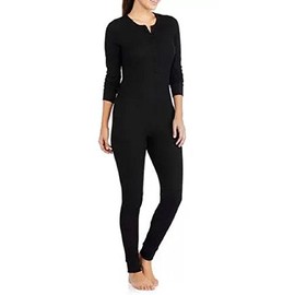 Fruit of the Loom Women's Waffle Thermal Union Suit, Black soot, X-Large/XX-Large