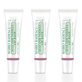 Mario Badescu Moisturizing Acai and Vanilla Lip Balm for Dry Cracked Lips, Infused with Coconut Oil and Shea Butter, Ultra-Nourishing Lip Care Moisturizer for Soft, Smooth and Supple Lips, 3 Pack