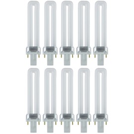 Sunlite 40501 PL7/SP41K Plugin U-Shaped Compact Fluorescent Lamp, 7 Watts, 360 Lumens, 4100K Cool White, 2-Pin (G23) Base, 10 Pack