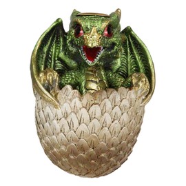 Ebros Gift 4.25" Tall Adorable Green Wyrmling Baby Dragon On Golden Egg Backflow Incense Cone Burner Figurine Dungeons and Dragons Fantasy Decor Accent Home Aromatherapy Accent