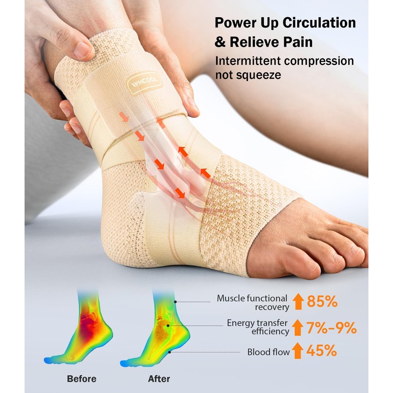 WHCOOL Flat Knitting Ankle Brace For Women&Men, 7-Zone Dynamic Compression