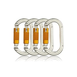 SOB Carabiner Climbing Carabiner Aluminium Keyring Carabiner Hook for Heavy Duty with Screw Lock for Climbing, Abseiling, Hammocks (22KN (4 Pack))