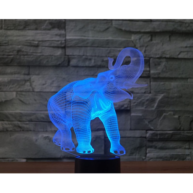 SUPERRUIDALONG 3D Lamp Elephant Night Light Remote Control Power Touch