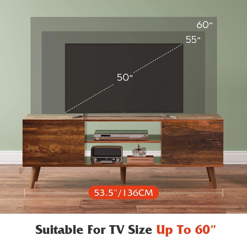 WLIVE Mid-Century Modern TV Stand for 55/60 Inch TV, Entertainment