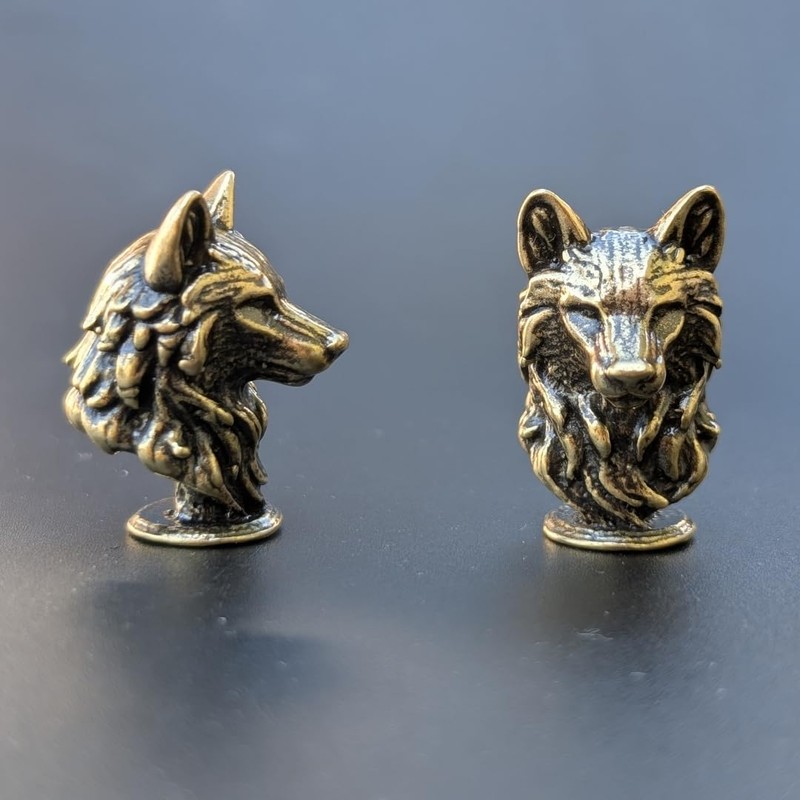 Brass Wolf Head Fierce Figurine Handmade Wild Spirit USA Crafted