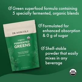 Dr. Mercola Dr. Mercola, Organic Fermented Greens, 9.5 oz (270 g), 90 Servings, Certifed Organic, Non GMO, Soy-Free and USDA Organic