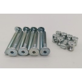 HMH -Shop Hexagonal Bed Screw M6 x 50 mm / M6 x 60 mm / M6 x 70 mm / M6 x 100 mm Furniture Screw Cross Nut M6 (8, Bed Screw M6 x 60 mm + Cross Nut)