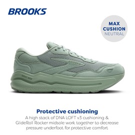 Brooks Men’s Ghost Max Suede/Leather Neutral Running & Walking Shoe - Green/Sea - 15 Medium