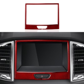 Car Carbon Fiber Center Control Navigation Panel Decor Cover Trim for Ford Ranger XLT Lariat XL 2015 2016 2017 2018 2019 2020 2021 2022 2023 Interior Accessories Red