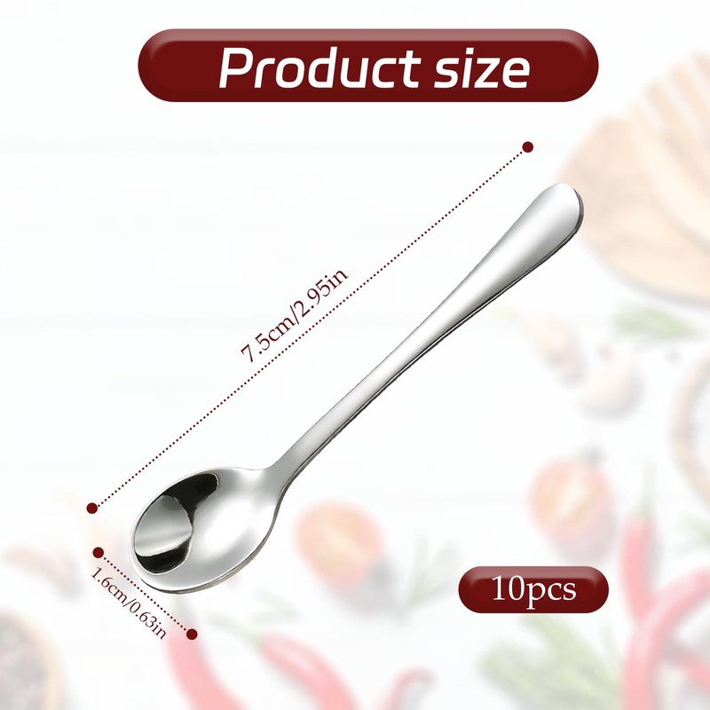 10 Pcs Stainless Steel Small Spoons,Mini Spoon,Mini Size 7.5 Cm