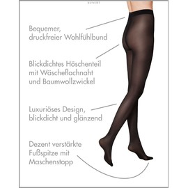 KUNERT Damen Strumpfhosen Satin Look 40 semi-blickdicht glänzend 40 DEN Black 0500 40-42