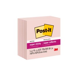Post-it Super Sticky Notes, 5 Sticky Note Pads, 3 x 3 in., School Supplies for Students, Ideal for Textbooks, Notebooks, Walls and Vertical Surfaces, Single Color Packs Collection