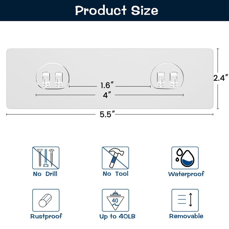 AKTECKE Shower Caddy Adhesive Replacement, No Drilling Transparent Adhesive Wall