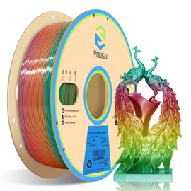 YOUSU Rainbow PLA Filament 1.75mm, Rainbow PLA 3D Printer Filament Multicolor Color Changing Rainbow PLA Filamen, Macaron 3D Printing Filament 3D Filament, 2.2 lbs