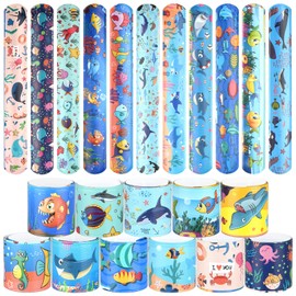 KUUQA 24 PCS Slap Bracelets Cute Marine Life Style Slap Wrist Bands for Kids Birthday Party Bag Fillers School Goodie Bag Little Toys Favours