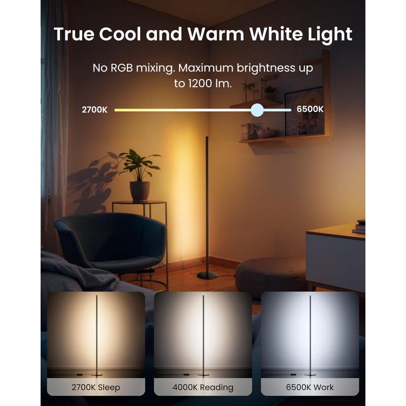 SwitchBot Smart Floor Lamp RGBICWW Voice/App Controlled Works with Alexa,
