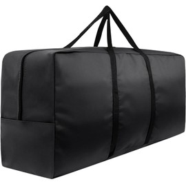 Outdoor Cushion Storage Bag 420D Waterproof Rectangular, Extra Large Outdoor Patio Cushion Storage Bag, with Zipper and Handles 48" L x 22" H x 15" W Black (1 Pack)