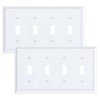 2-Pack Quad Toggle Light Switch Cover Plate, Pure White Decorative