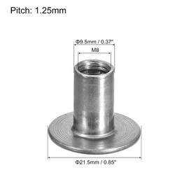 sourcing map M8 T-Nuts, 24pcs Carbon Steel Tee Nuts, Round Base Weld Nuts 17mm Height Through Hole Flange Insert Female Thread Plate Nuts
