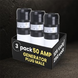 Shopcorp 50A Twist Lock RV Plug - 50 Amp RV Extension, Generator Cord, RV Power Cord 50 Amp,125/250V CS6365, Twist Lock Adapter, High Voltage Generator - 12500 Watts 3 Pole 4 Wire | 3 Pack