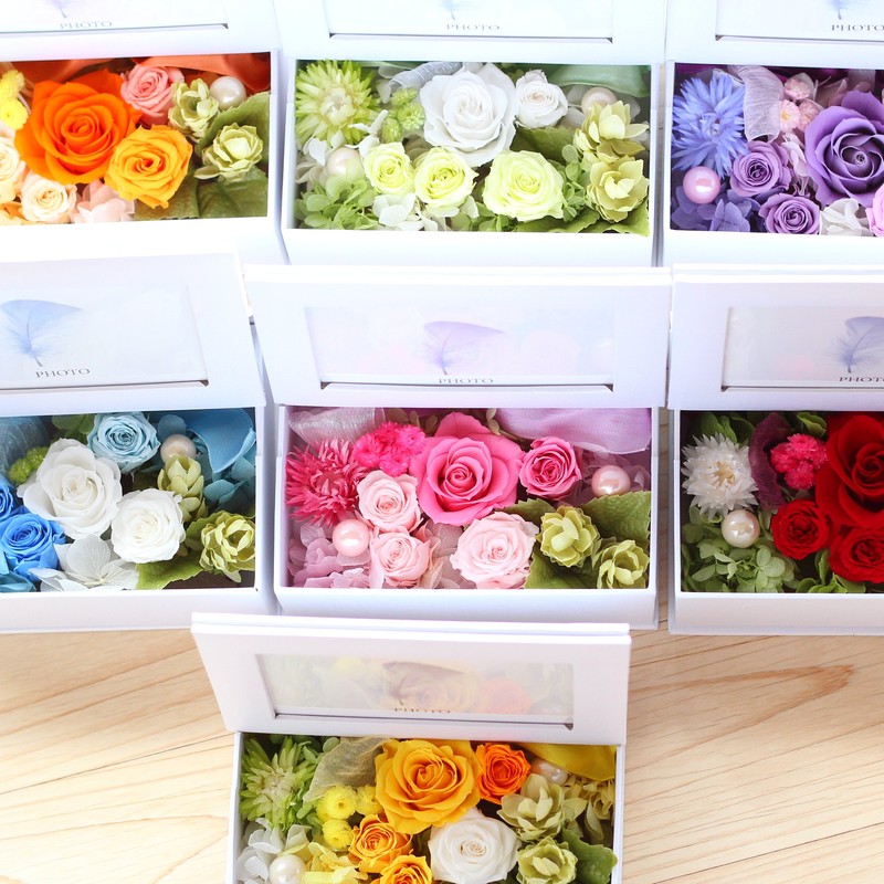 Azurosa Photo Frame Preserved Flowers Gift Box Lavender Pink