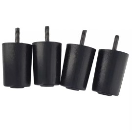 Leg Daddy 3" Black Round HDPE Plastic Sofa Leg, Set of 4 with 5/16" Hanger Bolts