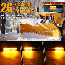 I LITTON Amber LED Windshield Strobe Light, 26 Flashing Patterns 12/24V Dash Windshield Deck Emergency Warning Traffic Visor Dash Strobe Light 8.4” Interior Windshield Strobe Light for Truck Vehicles
