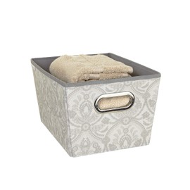 Laura Ashley Medium Grommet Bin in Almeida Storage Basket, Dove Grey