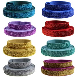 Colorful Dream - Cinta elástica plegable para corbata de pelo, 15 mm, 15 mm, Brillantina metálica, 1,58cm, 1