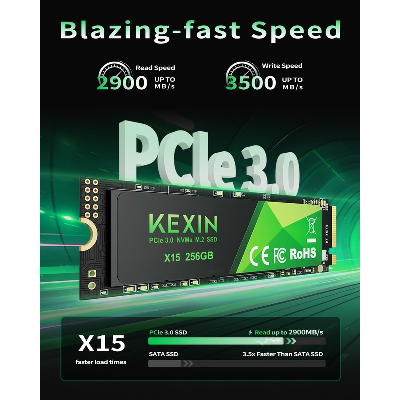 KEXIN SSD M.2 NVMe Internal SSD 256GB M.2 2280, PCIe