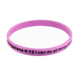8140006 Set of 3 Philippians 4:13 I Can Do All Things Thin Silicone Bracelet Band 6mm Adult Size