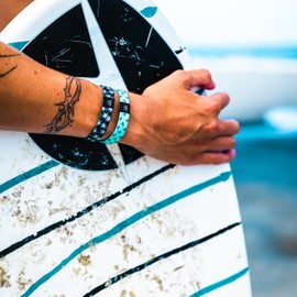 Hang Loose Bands - Coastal Surfer Beach Bracelet for Men, Women & Teens - Comfy Summer - Boho Reversible Wristband- Luau Party| Medium: 7.5" length (for large wrists)