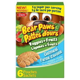 Dare Bear Paws Fruit & Veggies Oatmeal Cookies, 168g/5.9 oz