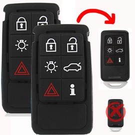 (2 PACK) RemoteOverstock for Volvo Key Fob Shell Case Cover BUTTON PAD fits 2009-2017 S60 S80 V70 XC60 XC70 Smart Key FCC ID: KR55WK49266 - INCLUDES DETAILED INSTALLATION VIDEO – 6 buttons