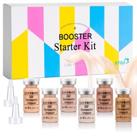 BB Facial Glow Foundation Serum Starter Kit Combined With Niacinamide and Peptides To Even Skin Tone Anti-Aging Set, 0.27oz 6 Vials Color Changing Foundation