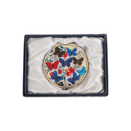 February Mountain Mother of Pearl Compact Mirror – Dual Magnification Gift for Women, Mom, Sister – Birthday or Christmas Idea (1, Blue Wings)