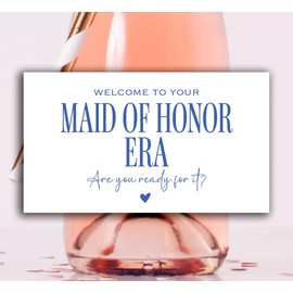 Welcome to Your Bridesmaid Era Mini Champagne Labels - Set of 6 Bridesmaids, 1 Maid of Honor and 1 Matron of Honor (Blue)