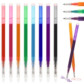 Bewudy 8 Pcs Refills, Erasable Pens Refill 0.7, 8 Color Gel Fine Point Retractable Click Pens Refills, Gel Ink Refills Compatible for Drawing Writing Planner and School Supplies (8)