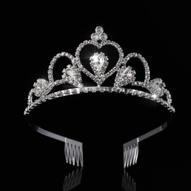 Rhinestone Tiara Crown, Frcolor Crystal Tiara Wedding Bridal Birthday Pageant Princess Tiara Crown Headband, 2Pack