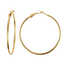 Women's Gold Plated Hoop Earrings Diameter 50mm Elegant Gift stainless steel