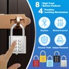 MECCANIXITY Combination Padlock, 8-Digit Push Button Padlock 4-Position Locking Mechanism