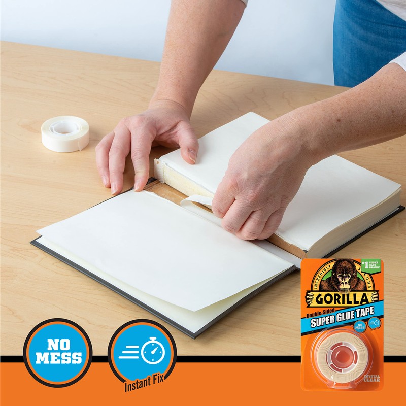 Gorilla Super Glue Tape, Multi-Purpose, Permanent, Double Sided, High Tack,