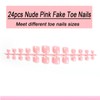Fake Toe Nails, Nude Pink False Toenails, 24pcs Short Square