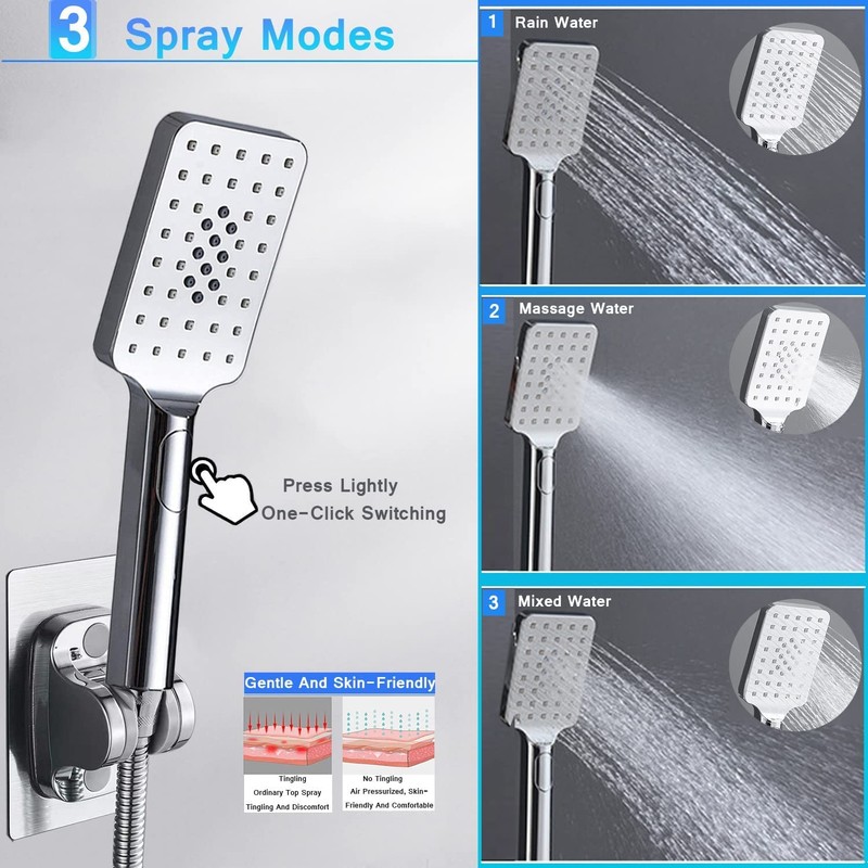 Rain shower heads with Handheld Spray Combo,8''High Pressure Rainfall Shower