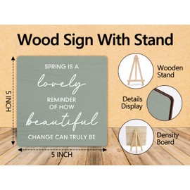 Spring Is A Lovely Reminder Wood Sign, Spring Decorations For Home, Floral Spring Gifts For Women Friends, Spring Wildflowers Shelf Decor With Stand, Easter Flowers Decor For Office Farmhouse -55