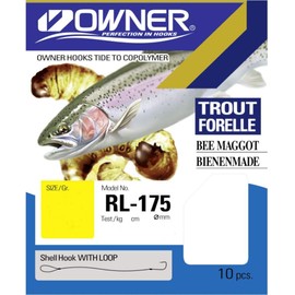 Owner Bee Maggots Trout Hook 150 cm Silver – Fishing Hook, Size/Load Capacity/Diameter/Content: Size 6/5.8 kg/0.25 mm/8 Hooks per Pack
