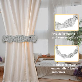 Curtain Tiebacks Curtain Ties Braided Curtain tie Backs Handmade Curtains tiebacks Curtain Holder Tie Backs for Curtains Rustic Style Curtain holdbacks for Thin&Thick Home Window Curtain (2, Gray 2)