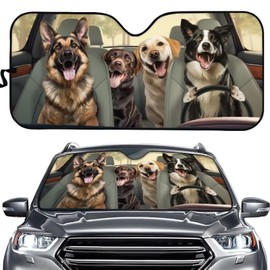 TOADDMOS Funny Border Collie Car Windshield Sunshade German Shepherd Foldable Car Front Window Sunshade for Most Sedans SUV Truck Sun Shade Blocker,Sun Heat Protection