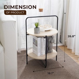 AV CONNECT Mijas 2-Tier Side Table, Round End Table, A Stylish and Functional Addition for Home & Office, Perfect for Decor, Storage Solutions, and Enhancing Any Living Space (Natural)